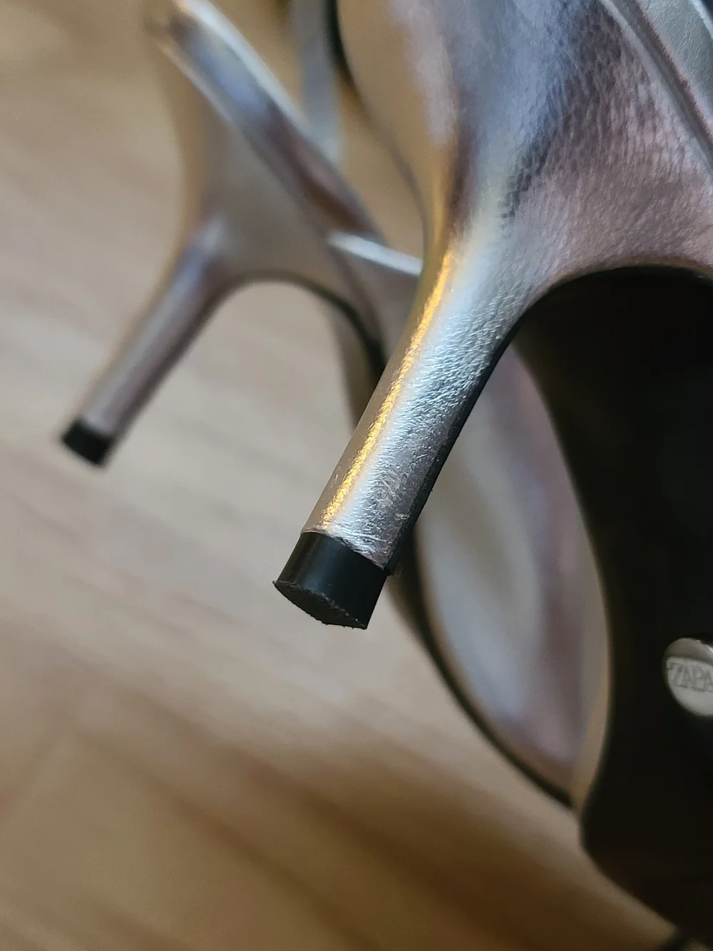 Zara Metallic Silver Pointed Slingback Heels